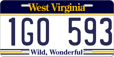 WV license plate 1GO593