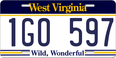 WV license plate 1GO597