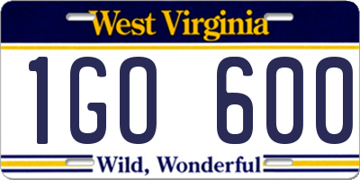 WV license plate 1GO600