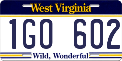 WV license plate 1GO602