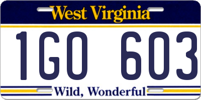 WV license plate 1GO603