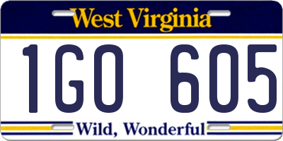 WV license plate 1GO605