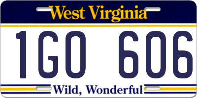WV license plate 1GO606