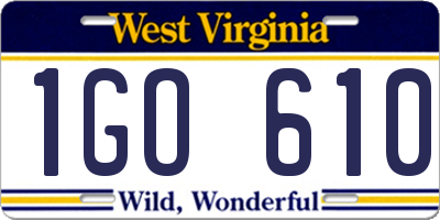 WV license plate 1GO610