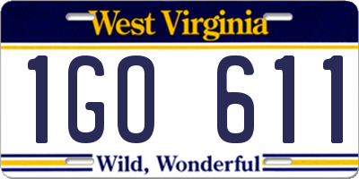 WV license plate 1GO611