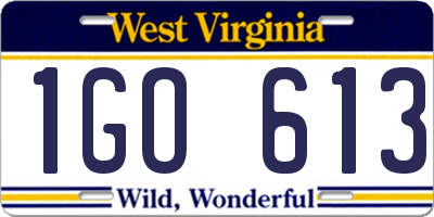 WV license plate 1GO613