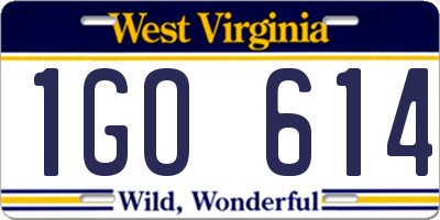WV license plate 1GO614