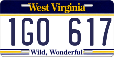 WV license plate 1GO617