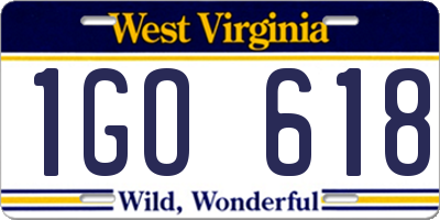 WV license plate 1GO618