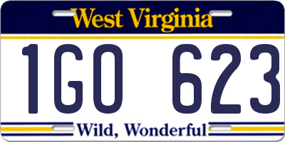 WV license plate 1GO623
