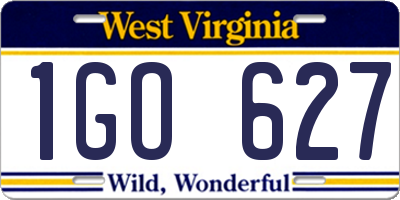 WV license plate 1GO627