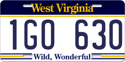 WV license plate 1GO630
