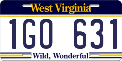 WV license plate 1GO631