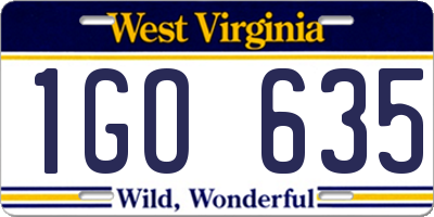 WV license plate 1GO635