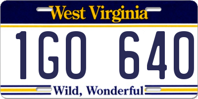 WV license plate 1GO640