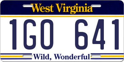 WV license plate 1GO641