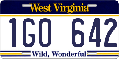 WV license plate 1GO642