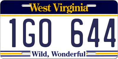 WV license plate 1GO644