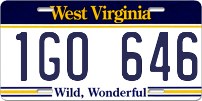 WV license plate 1GO646