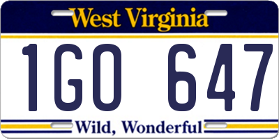 WV license plate 1GO647