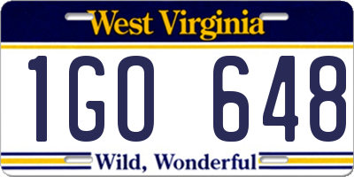 WV license plate 1GO648