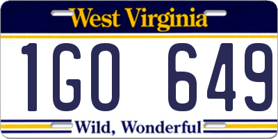 WV license plate 1GO649