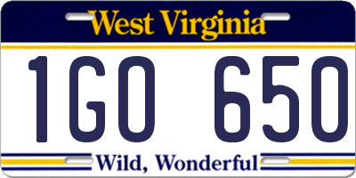 WV license plate 1GO650