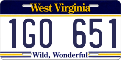 WV license plate 1GO651