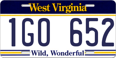 WV license plate 1GO652