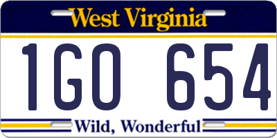 WV license plate 1GO654