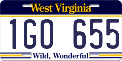 WV license plate 1GO655