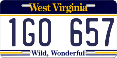 WV license plate 1GO657