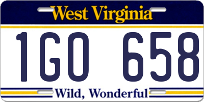 WV license plate 1GO658