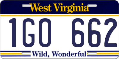 WV license plate 1GO662