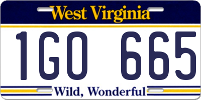 WV license plate 1GO665