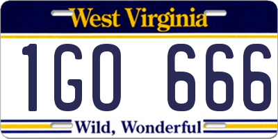 WV license plate 1GO666