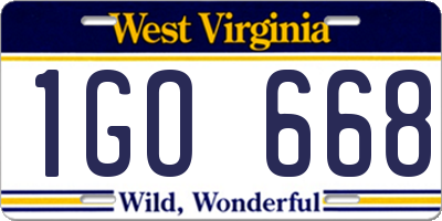 WV license plate 1GO668