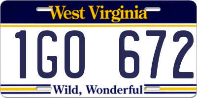 WV license plate 1GO672