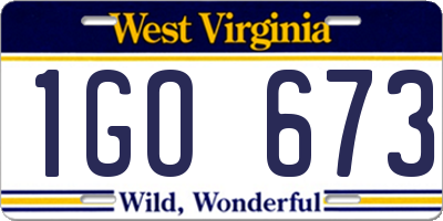 WV license plate 1GO673