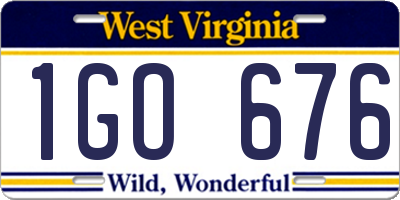 WV license plate 1GO676