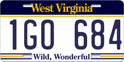 WV license plate 1GO684