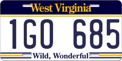 WV license plate 1GO685