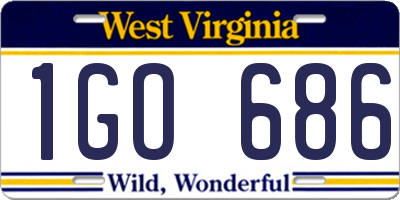 WV license plate 1GO686