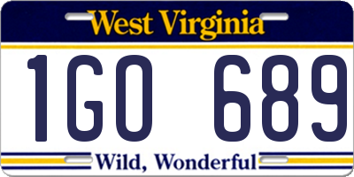 WV license plate 1GO689