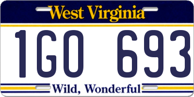 WV license plate 1GO693