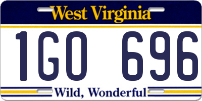 WV license plate 1GO696