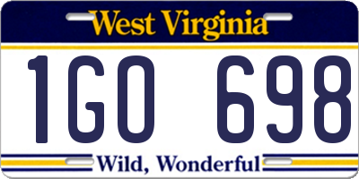 WV license plate 1GO698