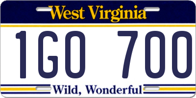 WV license plate 1GO700