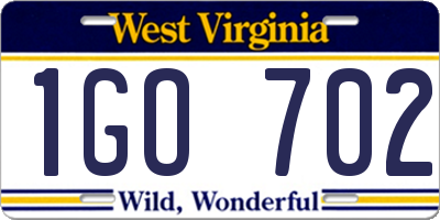 WV license plate 1GO702