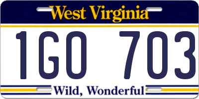 WV license plate 1GO703